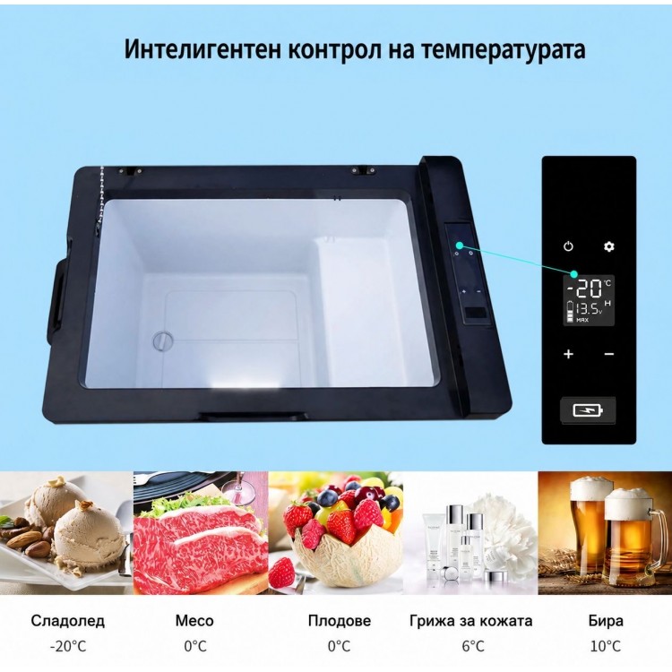 Портативен компресорен хладилник HAWEK 40L – 12V / 24V / 220V | Охлаждане и замразяване навсякъде , модел: С40