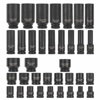 Професионален комплект ударни вложки 1/2" , 35 части RockForce Професионален комплект ударни вложки 1/2" , 35 части RockForce