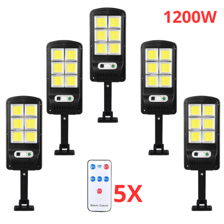 5бр.LED COB Соларна сензорна лампа 1200W с дистанционно 5бр.LED COB Соларна сензорна лампа 1200W с дистанционно