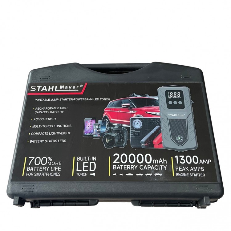 STAHLMAYER Jump Starter 20000mAh – мощен, надежден и качествен автомобилен стартер с компресор STAHLMAYER Jump Starter 20000mAh – мощен, надежден и качествен автомобилен стартер с компресор