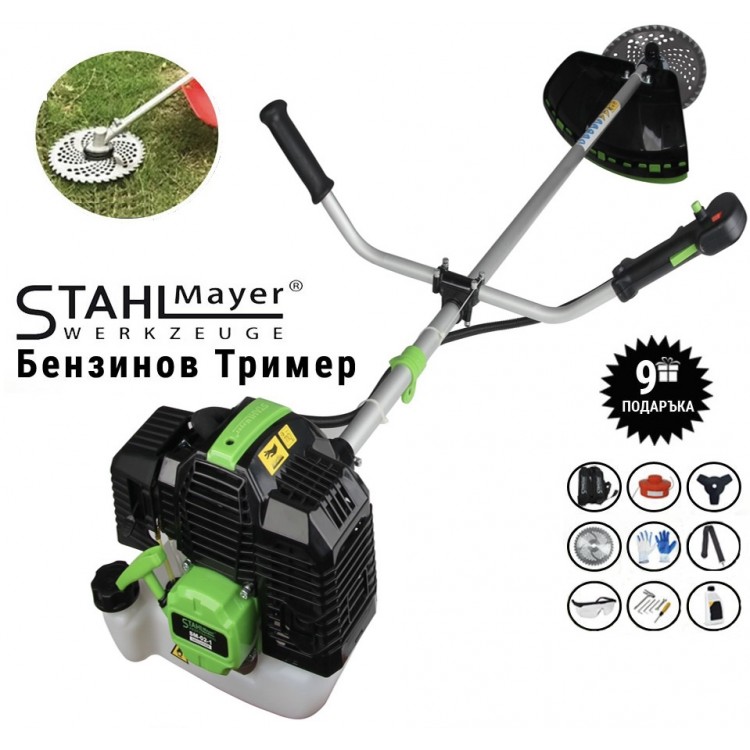 Бензинов тример за трева stahlmayer 74 куб. 3.5KW PRO с 8 подаръци Бензинов тример за трева stahlmayer 74 куб. 3.5KW PRO с 8 подаръци