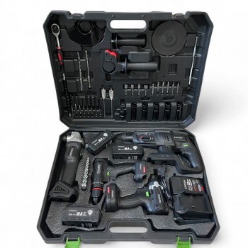 Акумулаторен комплект 5в1 , гайковерт , винтоверт , ъглошлайф , пефоратор , LED лампа - 36v 10.0A , STAHLMAYER