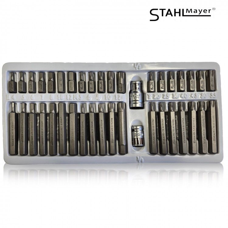 Комплект битове-накрайници STAHLMAYER , SM4401 , Hex, XZN и Torx, 1/2", 3/8", 40 броя Комплект битове-накрайници STAHLMAYER , SM4401 , Hex, XZN и Torx, 1/2", 3/8", 40 броя