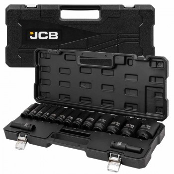 Дълбоки ударни вложки комплект 12-стенни ,  15части (10-36мм) , JCB - 4166D-9MPB Дълбоки ударни вложки комплект 12-стенни ,  15части (10-36мм) , JCB - 4166D-9MPB