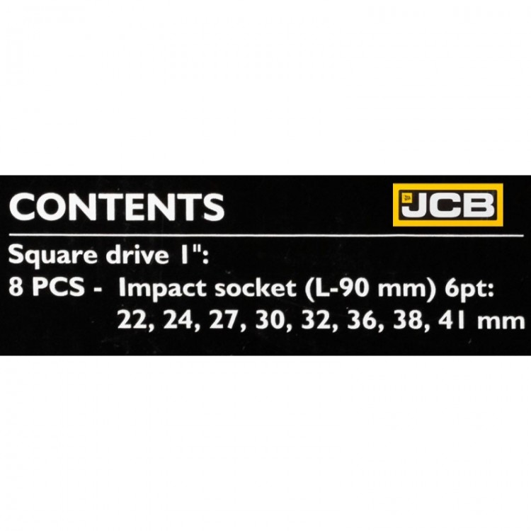 КОМПЛЕКТ ДЪЛБОКИ УДАРНИ ВЛОЖКИ 6-СТЕННИ 1" (22 – 41 ММ) 8 ЧАСТИ JCB 8081-5MPB КОМПЛЕКТ ДЪЛБОКИ УДАРНИ ВЛОЖКИ 6-СТЕННИ 1" (22 – 41 ММ) 8 ЧАСТИ JCB 8081-5MPB