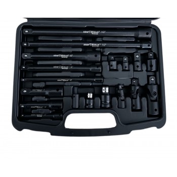 Комплект ударни преходници и удължения 18 части -  1/4",3/8", 1/2" KraftWelle Комплект ударни преходници и удължения 18 части -  1/4",3/8", 1/2" KraftWelle