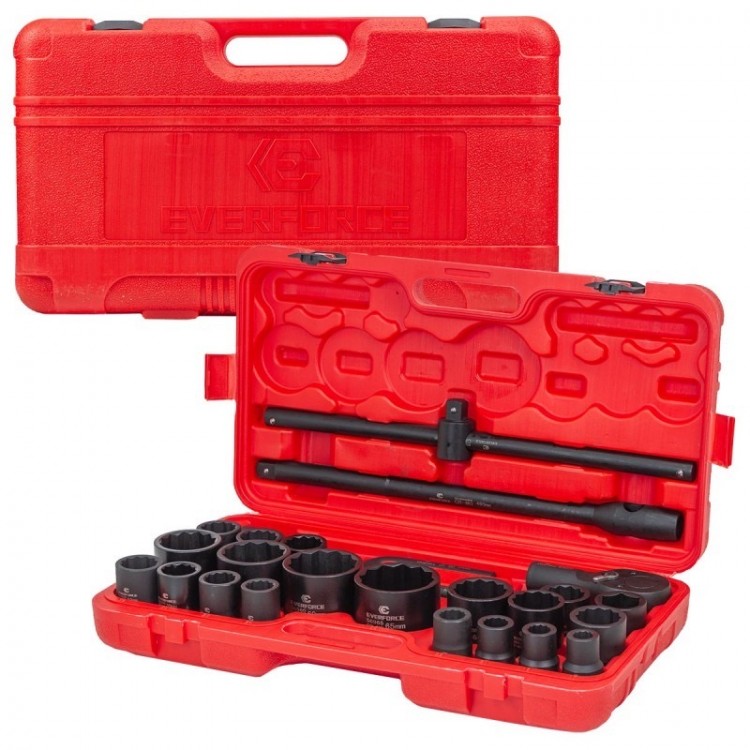 Ударно гедоре комплект EVERFORCE 26 части 12-стен (3/4"-1", 17-65 mm) Ударно гедоре комплект EVERFORCE 26 части 12-стен (3/4"-1", 17-65 mm)
