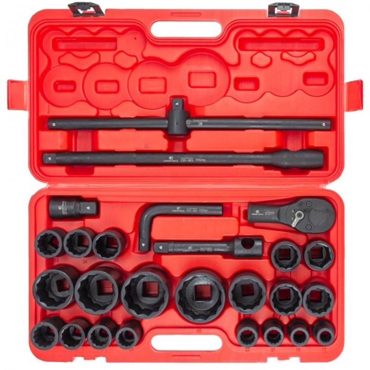 Ударно гедоре комплект EVERFORCE 26 части 12-стен (3/4"-1", 17-65 mm) Ударно гедоре комплект EVERFORCE 26 части 12-стен (3/4"-1", 17-65 mm)