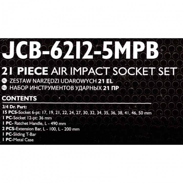 Гедоре ударно, камионско 21 части 3/4" JCB , 6212-5MPB Гедоре ударно, камионско 21 части 3/4" JCB , 6212-5MPB