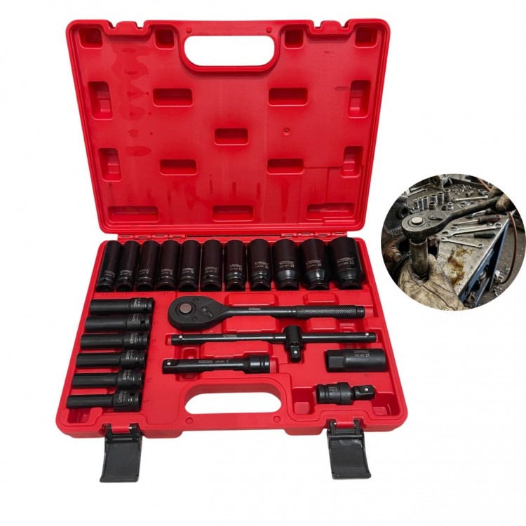 Ударно гедоре с дълбоки вложки  1/2 , 23части , STAHLMAYER