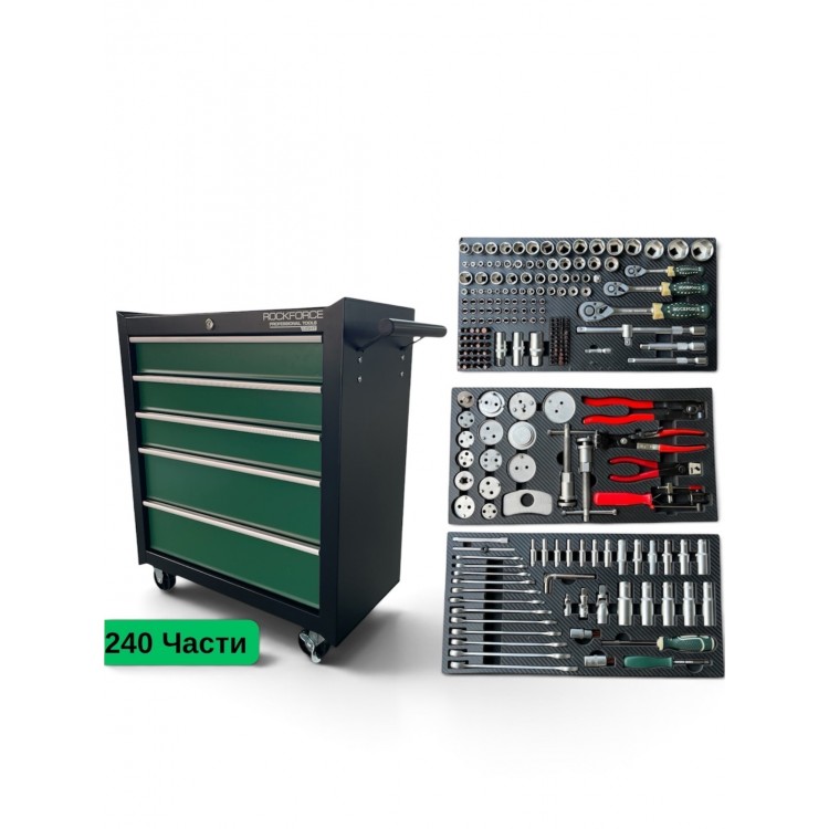 ROCKFORCE  шкаф с инструменти – 240 части, 5 чекмеджета