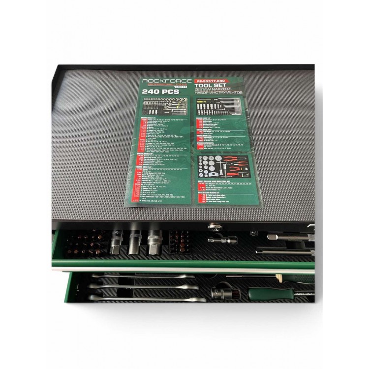 ROCKFORCE  шкаф с инструменти – 240 части, 5 чекмеджета