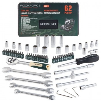 ГЕДОРЕ 62 ЧАСТИ 1/4” 6-СТЕННО ROCKFORCE ГЕДОРЕ 62 ЧАСТИ 1/4” 6-СТЕННО ROCKFORCE
