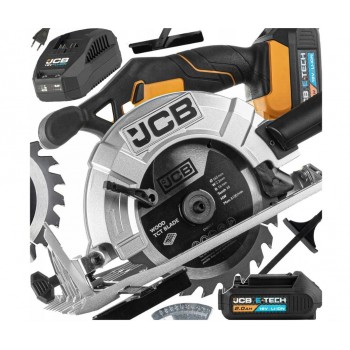 Акумулаторен ръчен циркуляр JCB  18CS-2XB-E , 18 V, 165 мм, с батерия и зарядно
