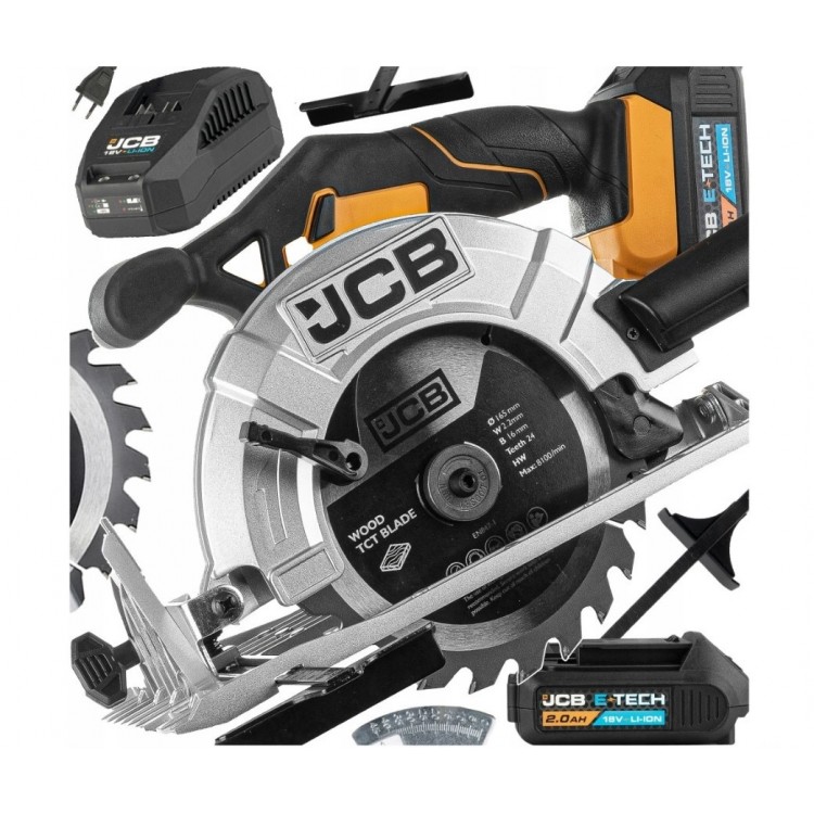 Акумулаторен ръчен циркуляр JCB 18CS-2XB-E , 18 V, 165 мм, с батерия и зарядно Акумулаторен ръчен циркуляр JCB 18CS-2XB-E , 18 V, 165 мм, с батерия и зарядно