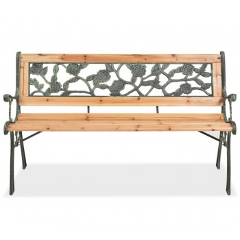 Градинска пейка, дърво и ковано желязо