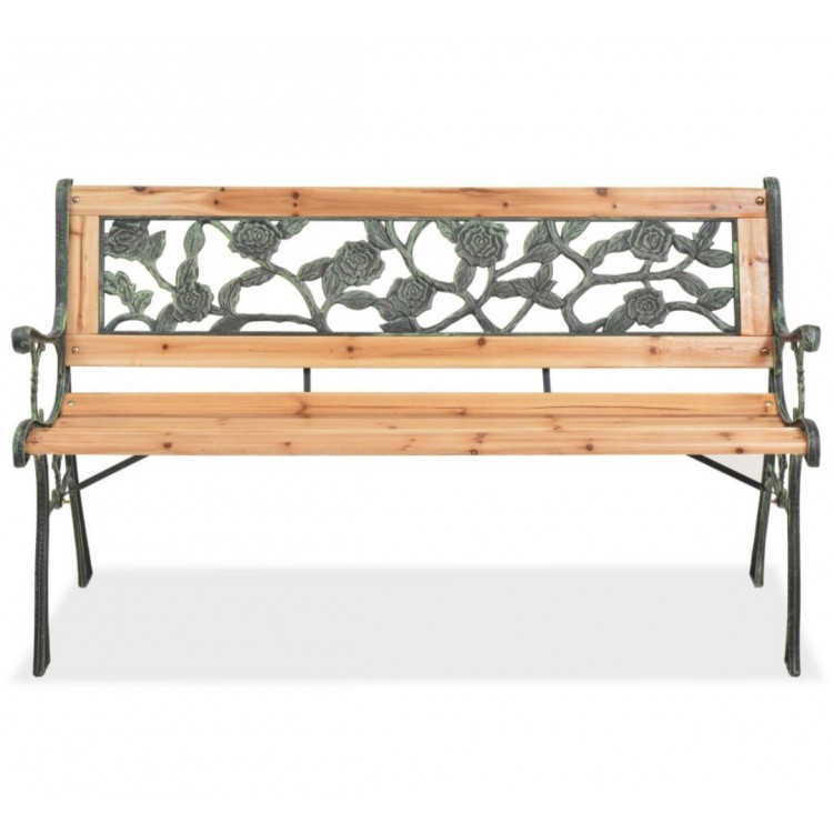 Градинска пейка, дърво и ковано желязо
