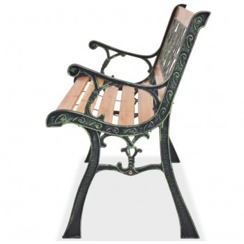 Градинска пейка, дърво и ковано желязо