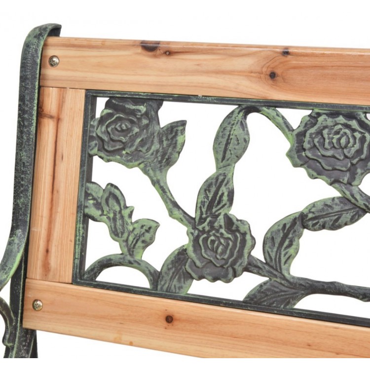 Градинска пейка, дърво и ковано желязо