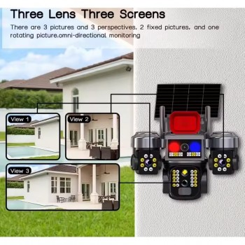 Соларна охранителна камера Sunvision – 16 MP, 3 обектива, аларма  ,  Wi-Fi , модел 28-80
