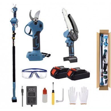 Акумулаторен комплект 3в1 – лозарска ножица + трион + телескопичен прът