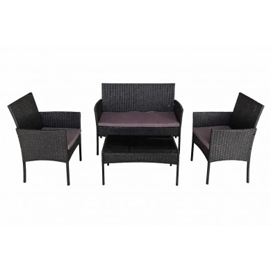 Ратанов Градински Комплект  от 4 Части – Двоен Диван, Маса и 2 Фотьойла