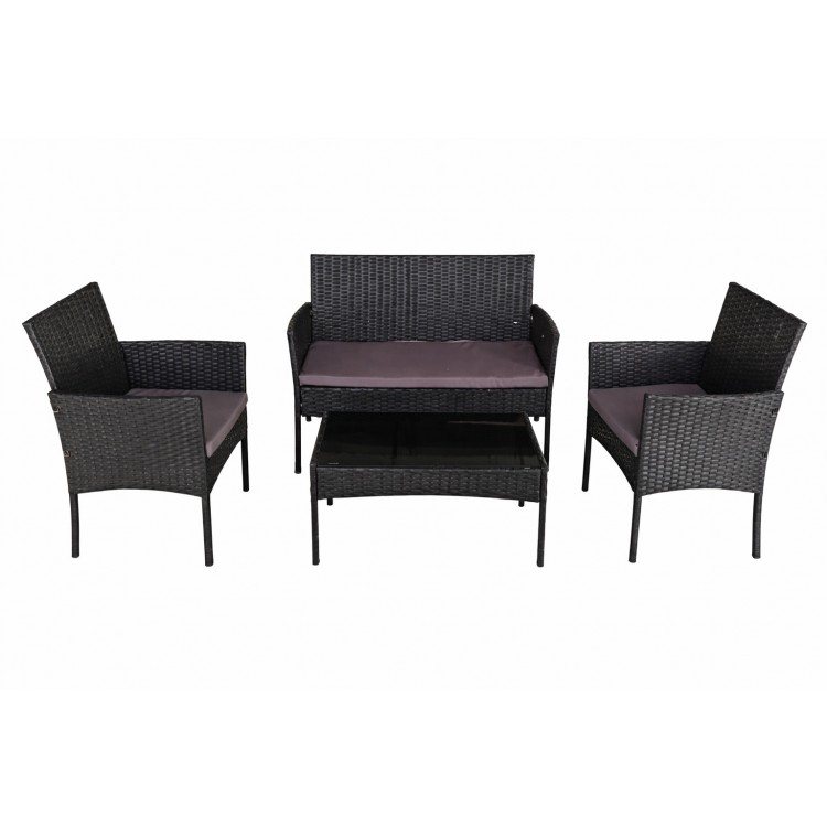 Ратанов Градински Комплект  от 4 Части – Двоен Диван, Маса и 2 Фотьойла