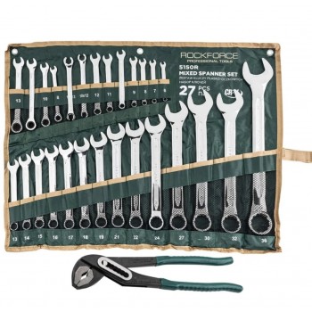 Звездогаечни Ключове Комбинирани от 6-36мм  – Rock Force 27 части + клещи гарги