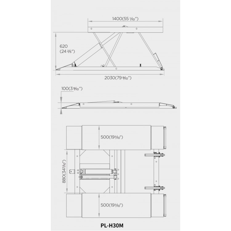 МОНОФАЗЕН НОЖИЧЕН ПОДЕМНИК RockForce  3 ТОНА , H30M