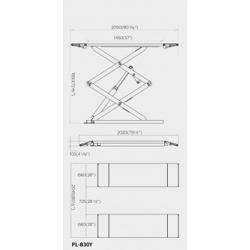 НОЖИЧЕН ПОДЕМНИК ROCKFORCE  В30Y  С ТОВАРОПОДЕМНОСТ 3 ТОНА (105-1850мм)