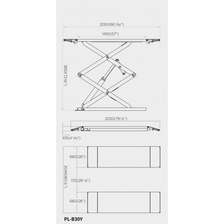 НОЖИЧЕН ПОДЕМНИК ROCKFORCE  В30Y  С ТОВАРОПОДЕМНОСТ 3 ТОНА (105-1850мм)