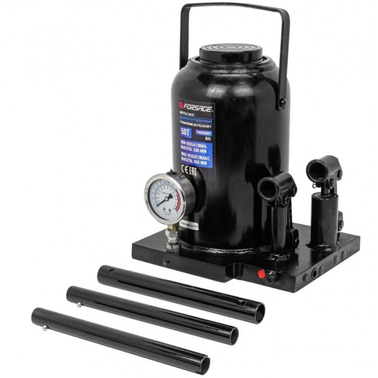 Крик бутилка двускоростен  с манометър 50 т ( 280мм- 450 мм) , FORSAGE