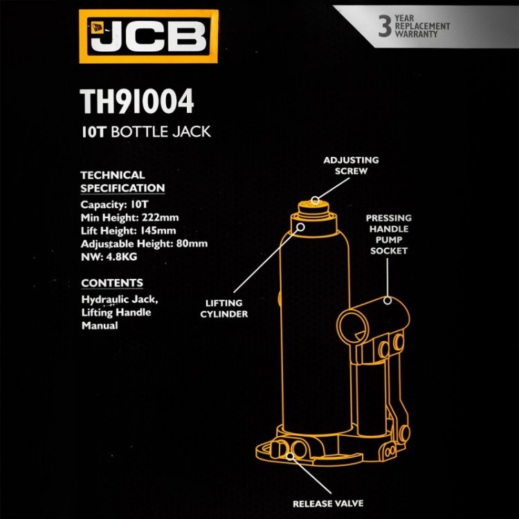 Хидравличен крик JCB ТH91004, тип бутилка, 10т Хидравличен крик JCB ТH91004, тип бутилка, 10т