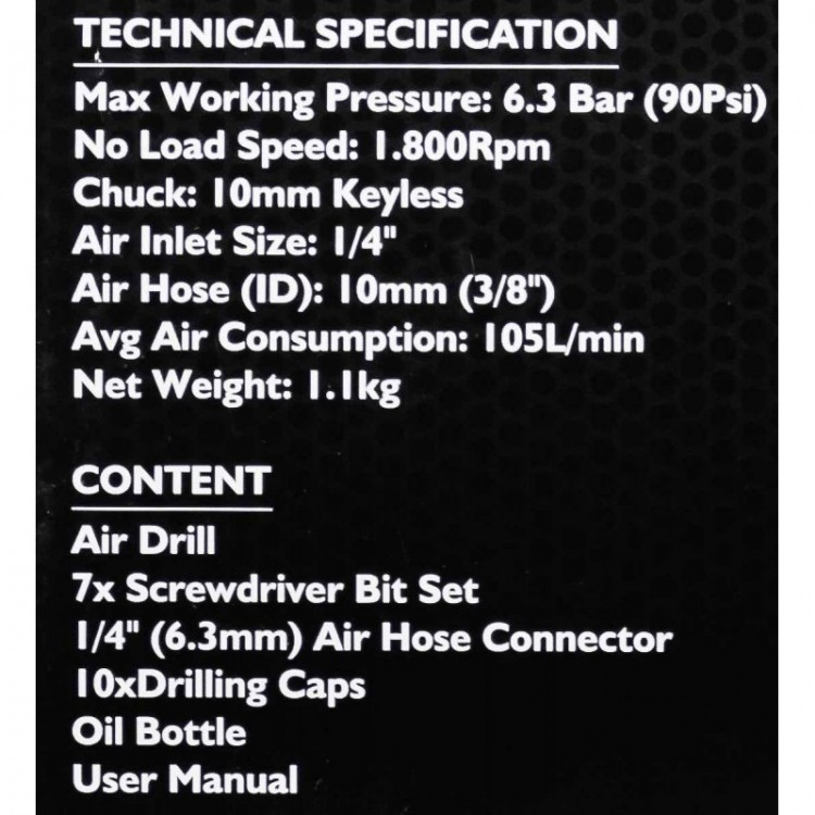 Пневматична бормашина JCB RP7810 10мм, 1/4 Пневматична бормашина JCB RP7810 10мм, 1/4