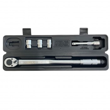 ДИНАМОМЕТРИЧЕН КЛЮЧ  1/2" 28-210Nm, С ВЛОЖКИ И УДЪЛЖЕНИЕ , HAWEK