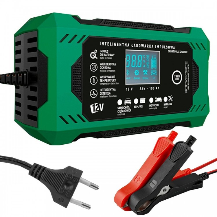 Зарядно устройство за акумулатор 6А , 12V , 2AH-100AH , ROCKFORCE Зарядно устройство за акумулатор 6А , 12V , 2AH-100AH , ROCKFORCE