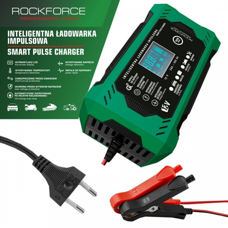 Зарядно устройство за акумулатор 6А , 12V , 2AH-100AH , ROCKFORCE Зарядно устройство за акумулатор 6А , 12V , 2AH-100AH , ROCKFORCE
