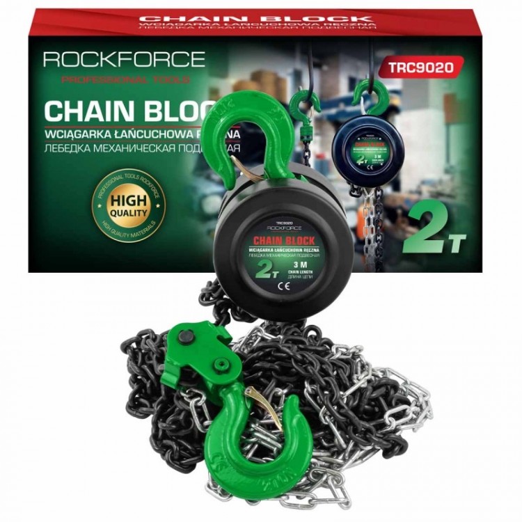 Лебедка с верига 2т / 3м ROCKFORCE Лебедка с верига 2т / 3м ROCKFORCE
