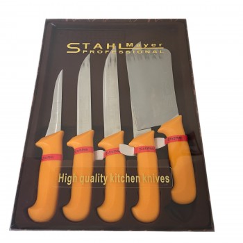 Комплект професионални месарски ножове и сатър , 5 броя STAHLMAYER Exclusive  + подарък