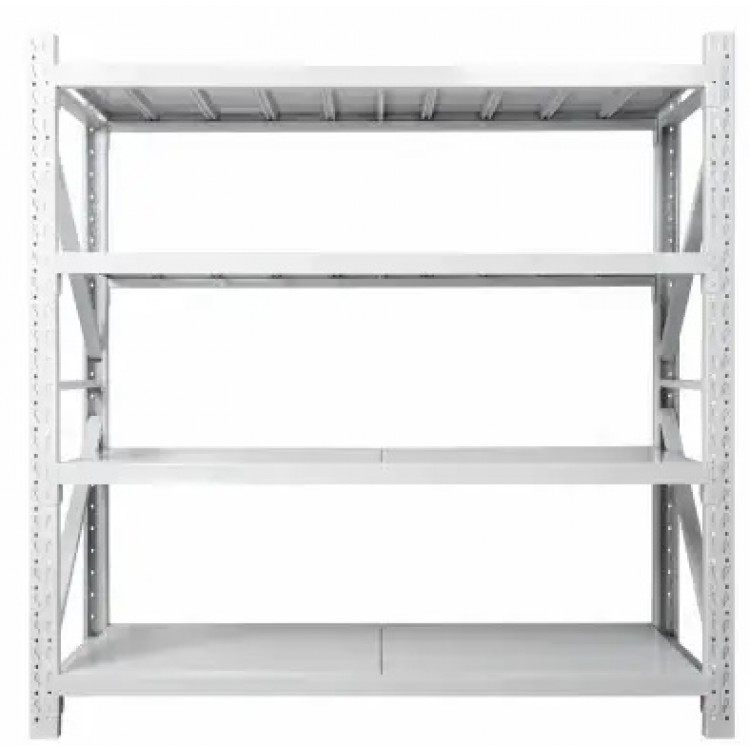 Метален складов стелаж 4 рафта 200 × 50 × 200 см, бял