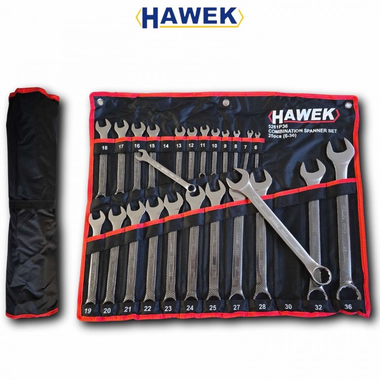 Професионален комплект звездогаечни ключове HAWEK , 25части (6-36мм) Професионален комплект звездогаечни ключове HAWEK , 25части (6-36мм)