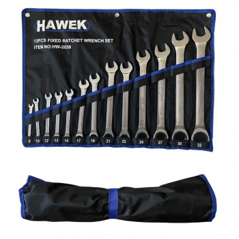 ЗВЕЗДОГАЕЧНИ ТРЕСЧОТНИ КЛЮЧОВЕ 8 - 32 ММ 13 ЧАСТИ HAWEK