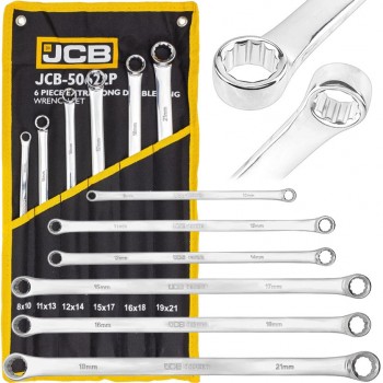 Дълги прави звездогаечни ключове JCB XL – комплект 6 бр. (8–21 мм)