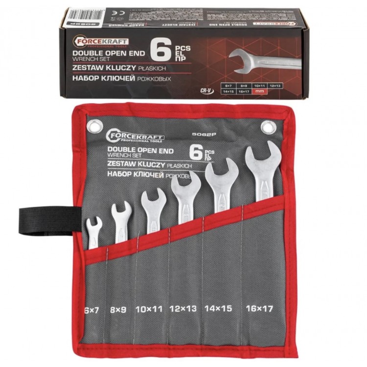Комплект гаечни ключове FORCEKRAFT 6 части, 6–17 мм , FK-5062P